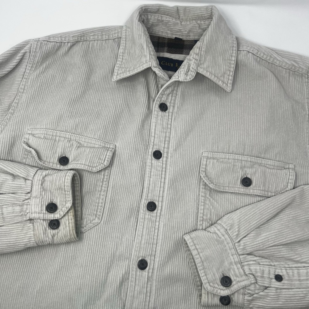 Club‎ Room Beige Chore Coat Mens L Corduroy Flannel Lined Field Barn Coat Jacket